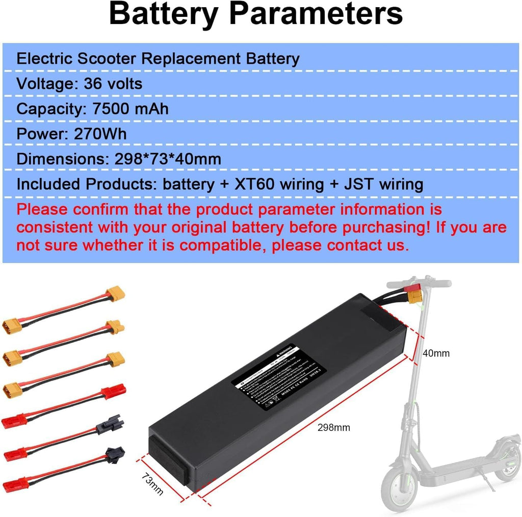36V Electric Scooter Battery- 7500mAh High Capacity Battery Replacement for iScooter i9/i9 Pro or isinwheel S9/S9Pro/S9Max Scooters, Compatible with 5th Wheel V30 Pro Scooter