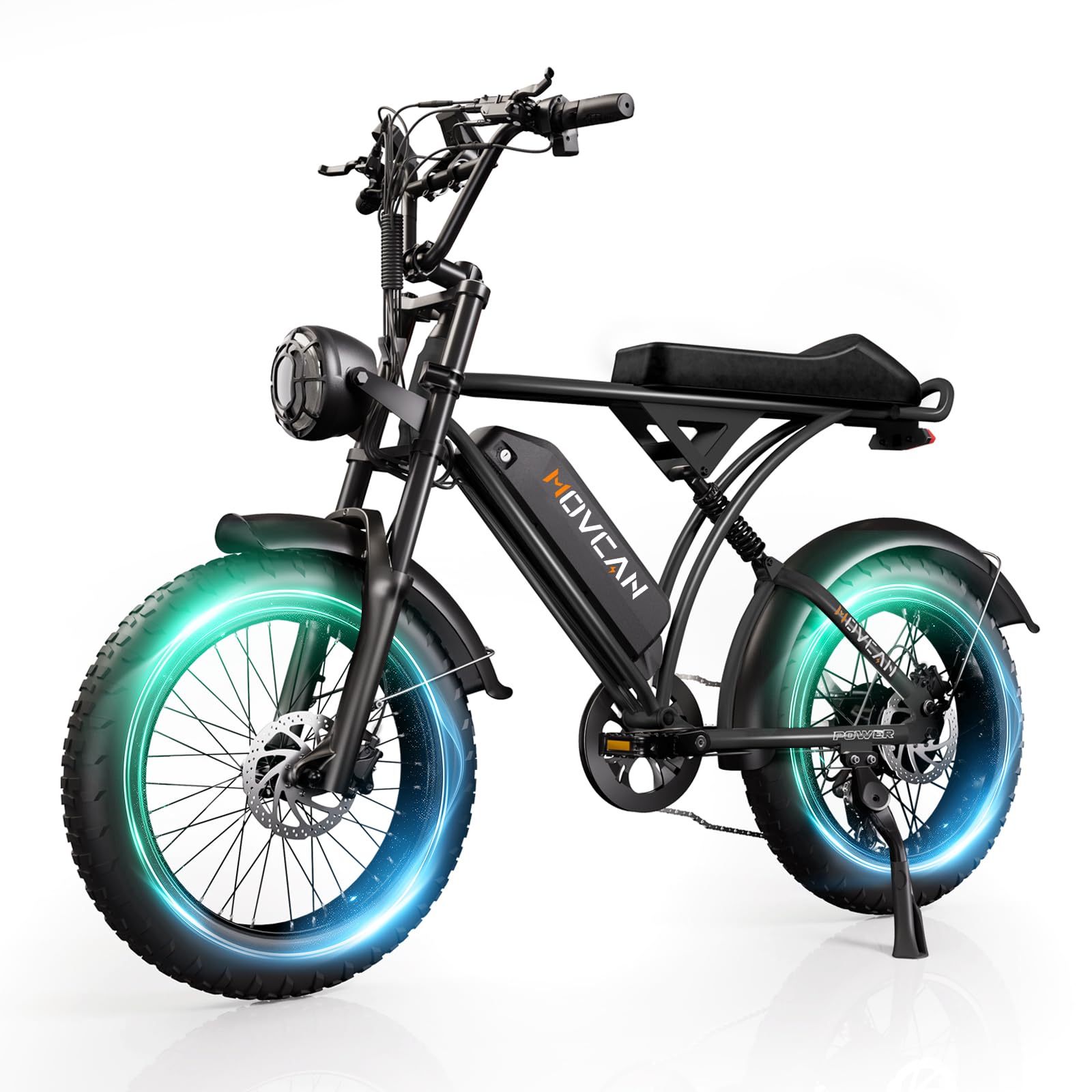 Movcan V60 Series Electric Bike for Adults,1000W/1500W, 30/33MPH,48V 15.6/18.2 Battery,Up to 80Mile Dual Hydraulic Brake,20" Fat Tire,7-Speed Motorcycle Ebike for Commuting/Off-Roading