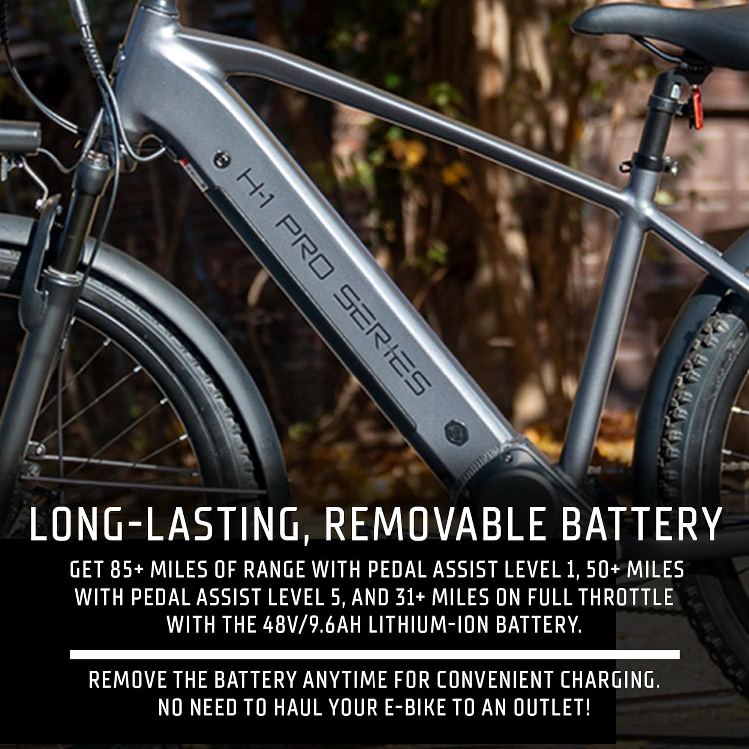 H-1 Pro Series Compass Electric Bicycle with 20 mph Max Speed, 500W Mid Motor, and Up to 51 Miles of Range