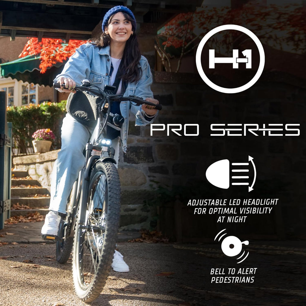 H-1 Pro Series Compass Electric Bicycle with 20 mph Max Speed, 500W Mid Motor, and Up to 51 Miles of Range