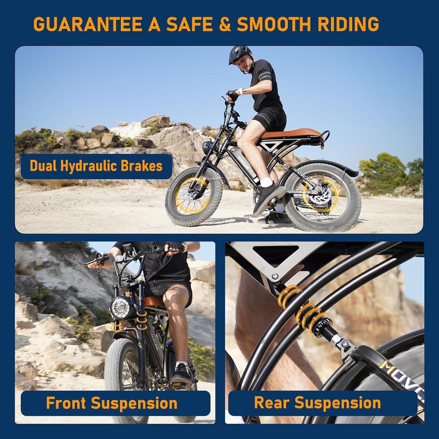Movcan V60 Series Electric Bike for Adults,1000W/1500W, 30/33MPH,48V 15.6/18.2 Battery,Up to 80Mile Dual Hydraulic Brake,20" Fat Tire,7-Speed Motorcycle Ebike for Commuting/Off-Roading
